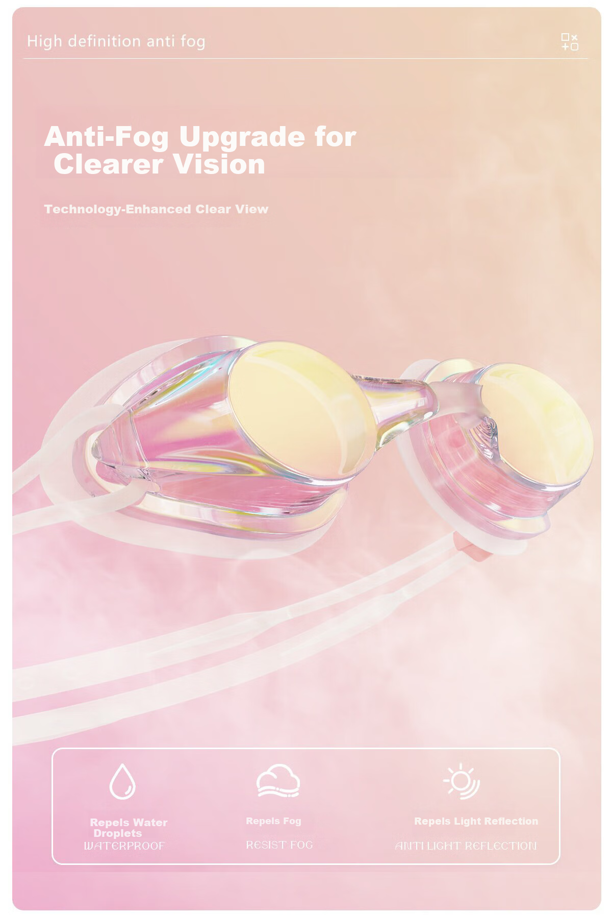 PULASSI Women's Swimming Goggles HD Anti-Fog Waterproof Comfortable Pressure-Free Professional Adult Swim Glasses Sakura White 200° 5