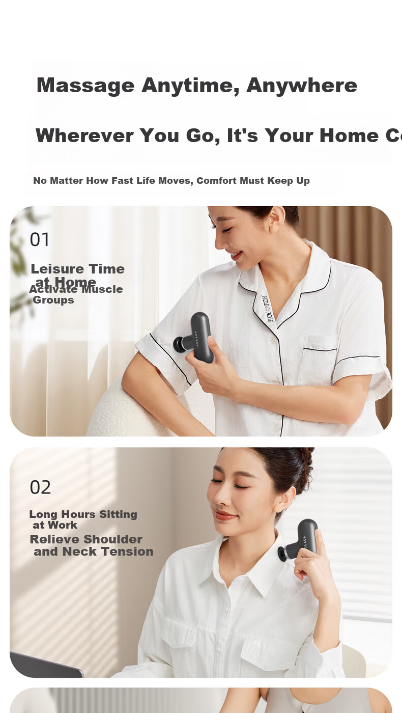 Yottoy Mini Massage Gun, Fascia Gun, Neck Massager, Multifunctional Fitness Deep Tissue Massager, White - Gift Box Editio 6