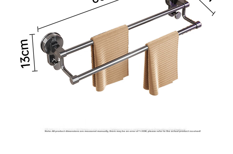 Xinpei Towel Rack Punch-Free Bathroom Towel Holder Space Aluminum Double Rod Storage Rack 2