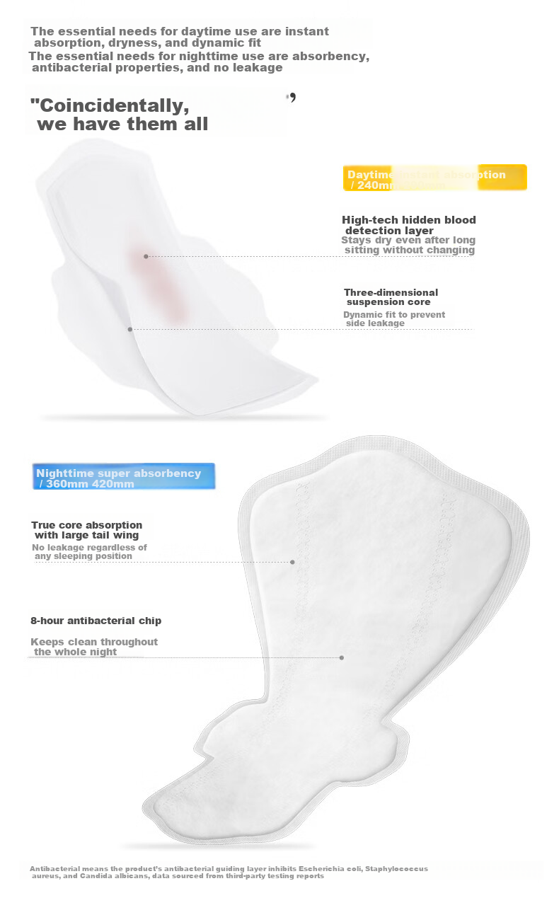 Beishute Ultra Absorbent Cotton Soft Instant Absorption Antibacterial Night Sanitary Pads 360mm 4pcs JD Self-operated Menstrual Pads Trial 8