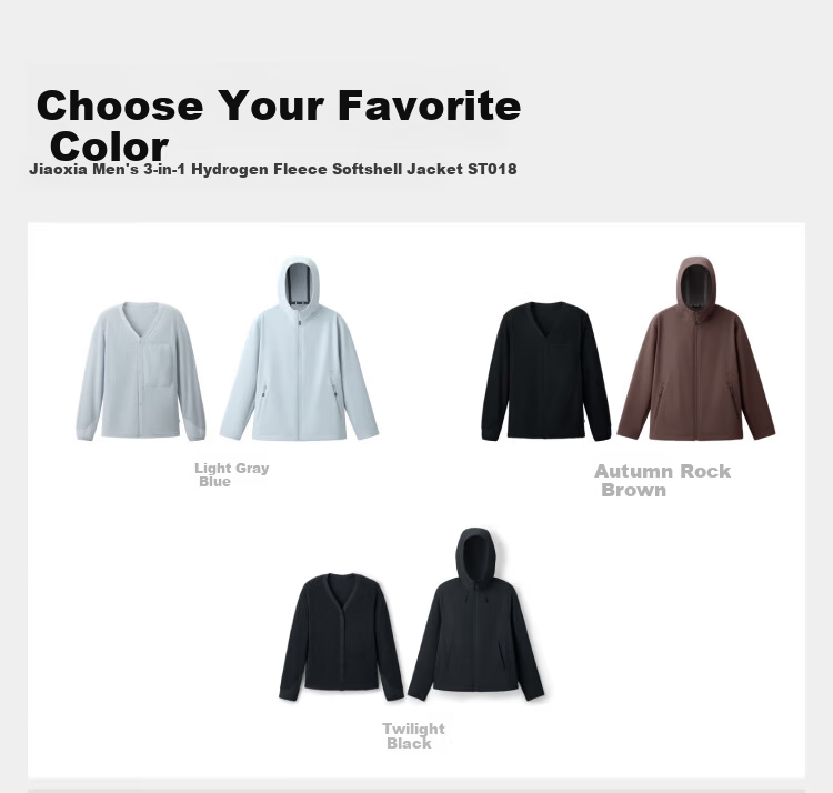 Beneunder Men's Jacket Windproof Fleece Liner Outdoor High Elastic Detachable ST018 Dark Black XL 32