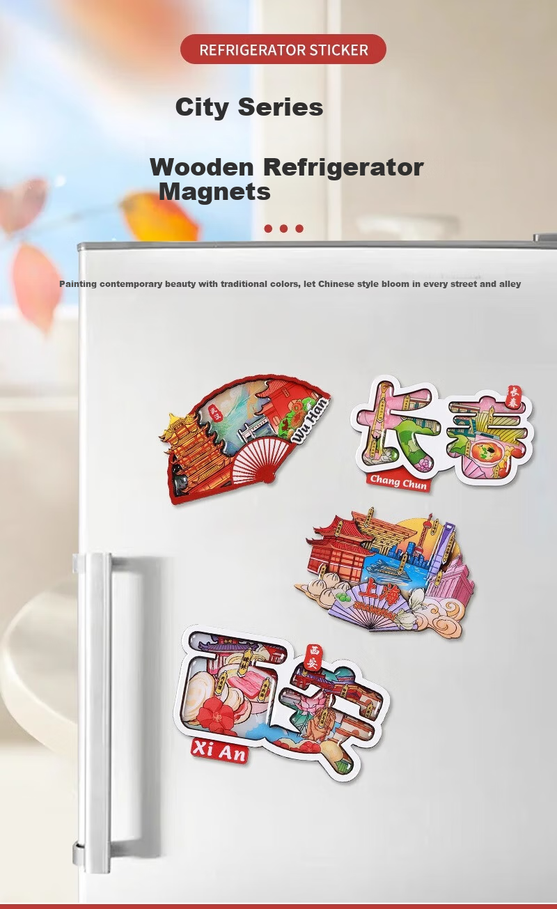 Jucai Sanya City Refrigerator Magnet High-Value Creative Cultural Travel Souvenir Gift Creative Wooden Refrigerator Paper Film Decorative Magnetic 3D Stereo Premium DIY 2