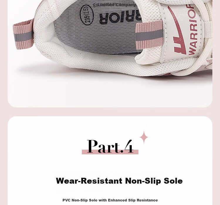 Warrior Official Women's Sports Shoes 2026 Spring New Trendy Shoes for Women Pink Beige Size 38 12