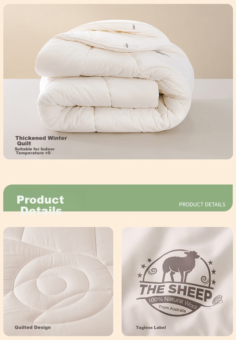 LOVO Luolai Home Textiles, 100% Australian Wool All-Season Comforter, 3.8 Jin (1.9 Kg), 200*230cm, Pink 11