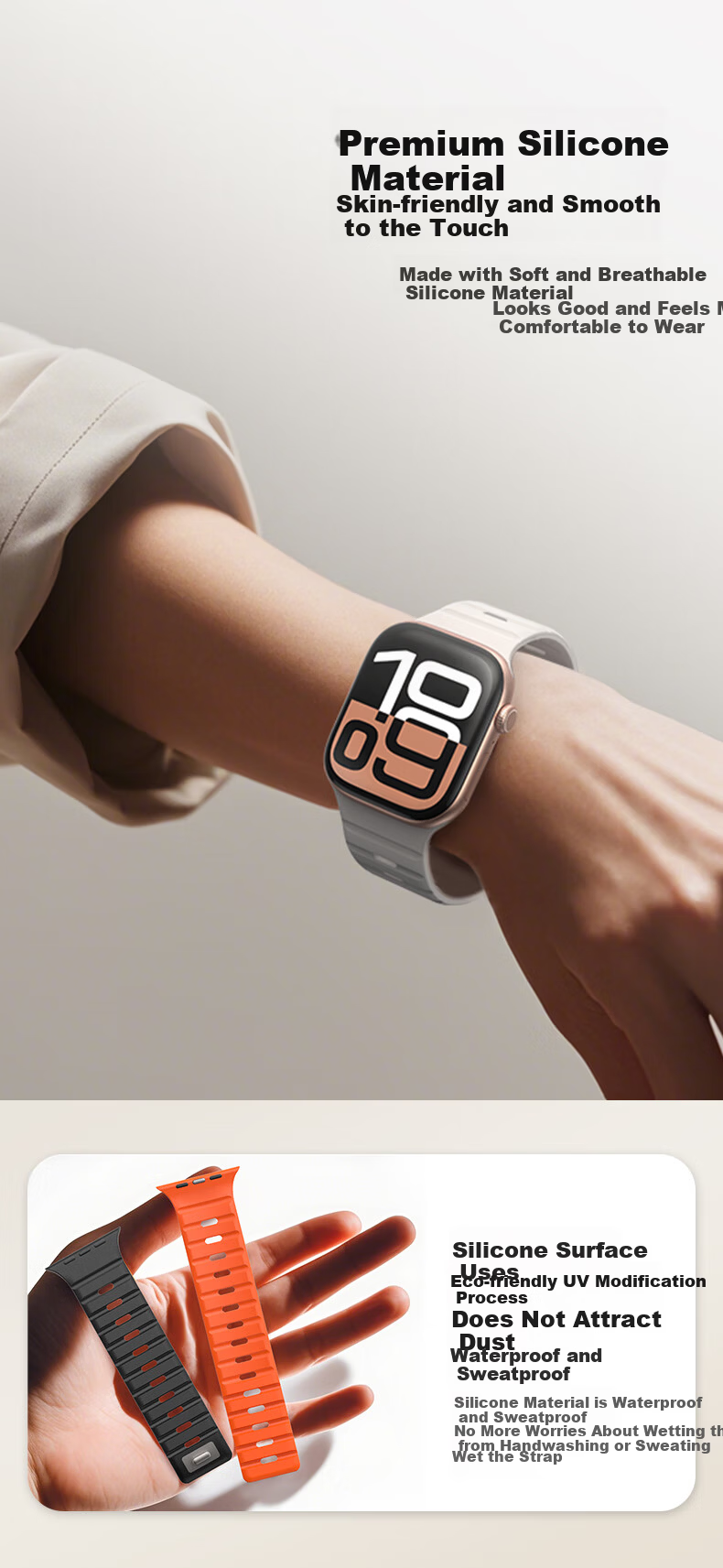 VOKAMO Minimalist Fashion Apple Watch Series 10/9/8/Ultra Magnetic Silicone Sports Band 44-49mm Unisex 2025 4