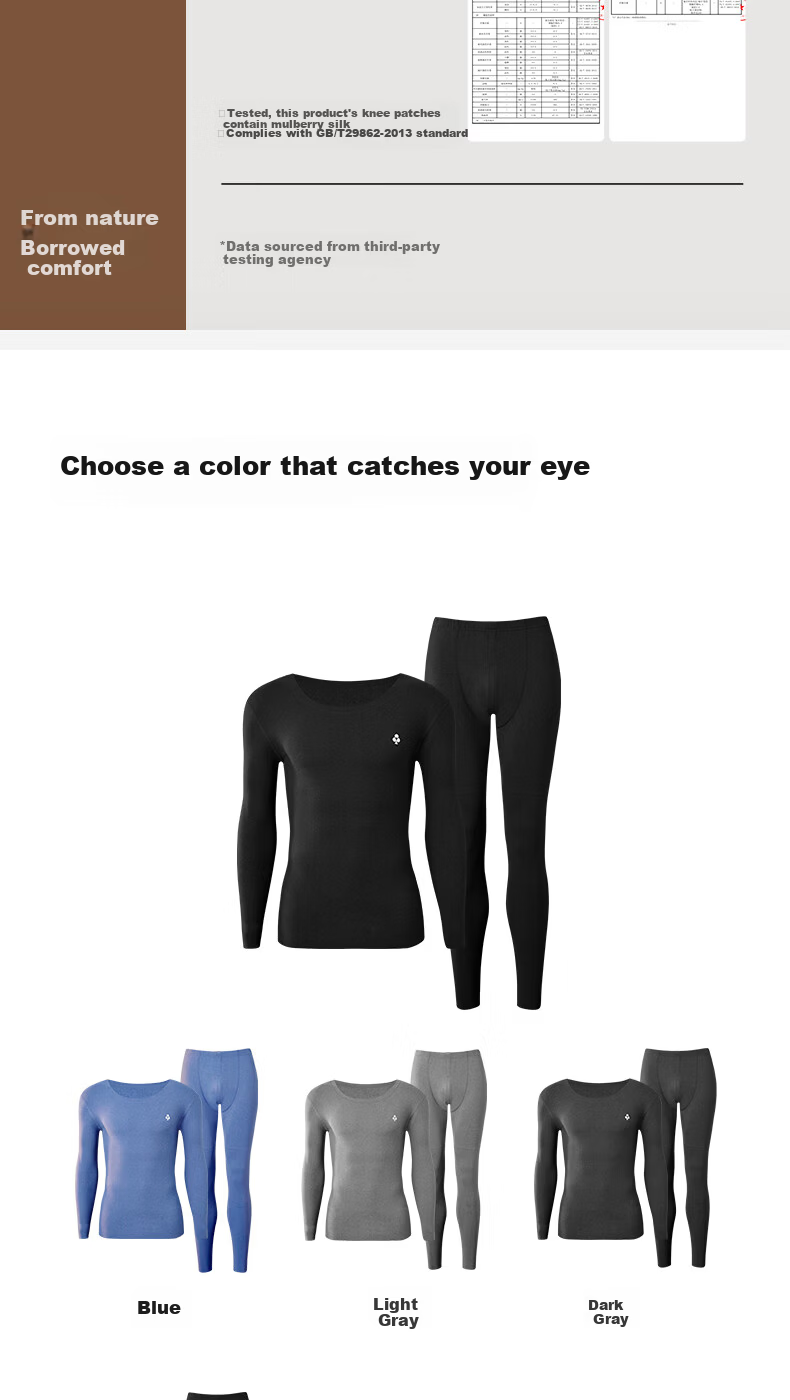 Youkeshu Men's Thermal Underwear 10A Antibacterial Cationic Double-Sided Brushed Autumn Winter Crew Neck 10A Antibacterial Fleece Thickened Set 12