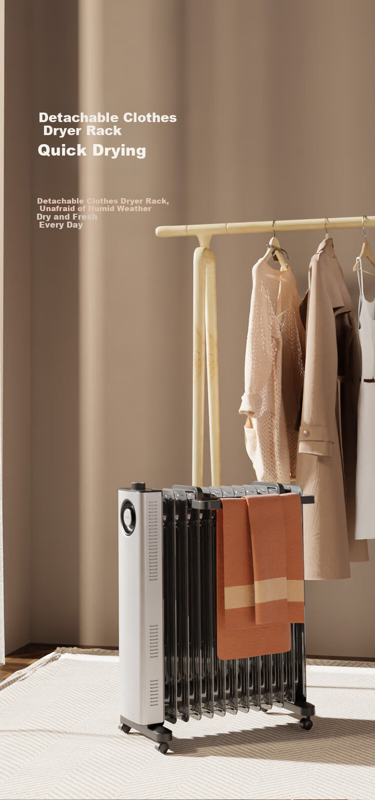 GREE Annual Best-Selling Electric Oil Heater Vertical Electric Heater Large Area Humidifying Wide Plate NDY23-X6022 6