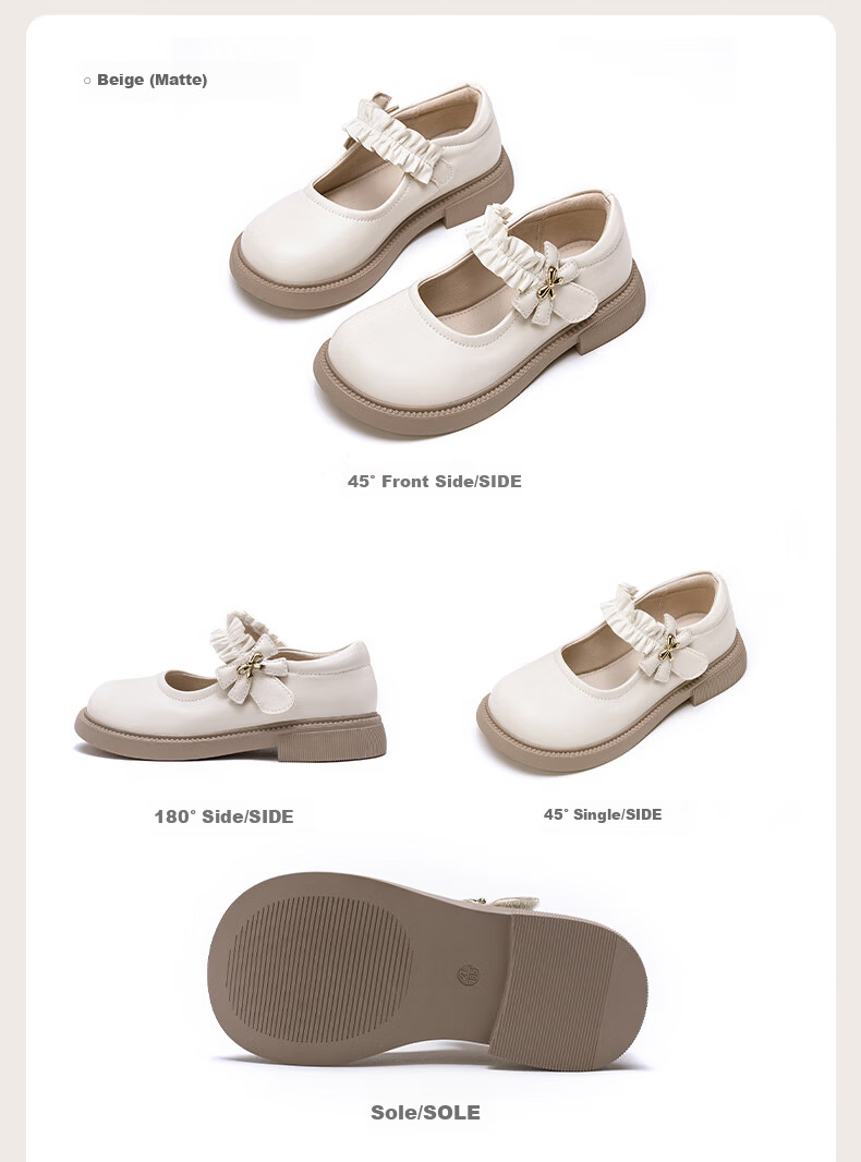 Follow Me Girls' Leather Shoes Square Toe Breathable Soft-Soled Flats Children's Fashionable School Performance Mary Jane Shoes Black Size 36 19