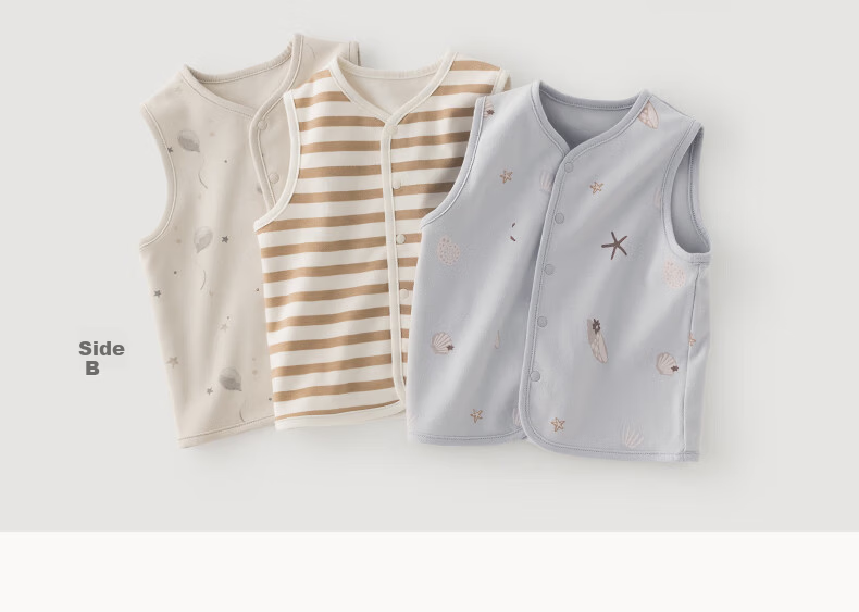 Guaiqi Bear Reversible Baby Cotton Vest Cardigan Jacket Spring Autumn Boys Girls Sleeveless Waistcoat 5