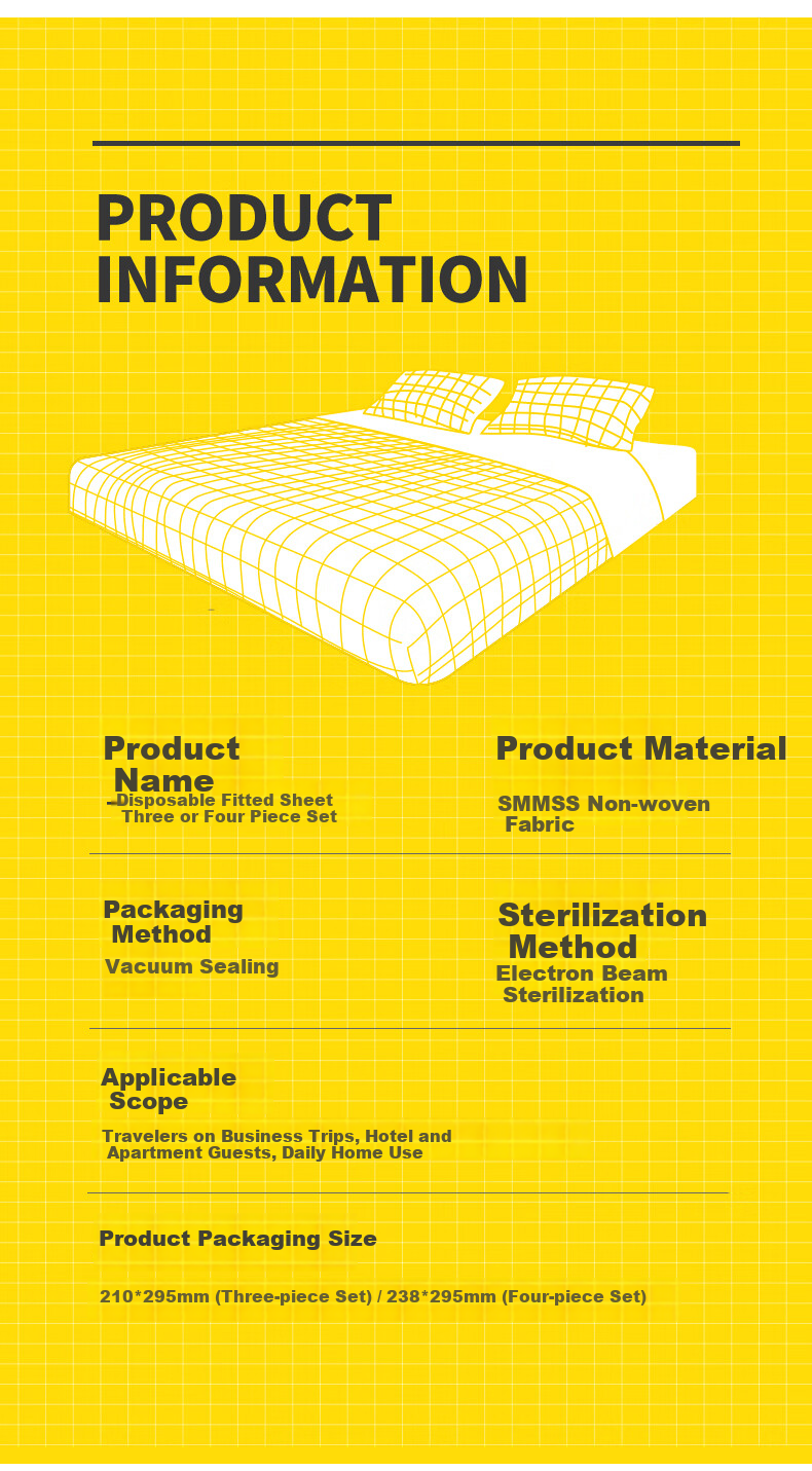 JiaTu Disposable Bedding Set Travel Sheet Duvet Cover Fitted Sheet Hotel Anti-Dirt Quilt Cover Pillowcase Thickened Sterilized 4-Piece Set 2