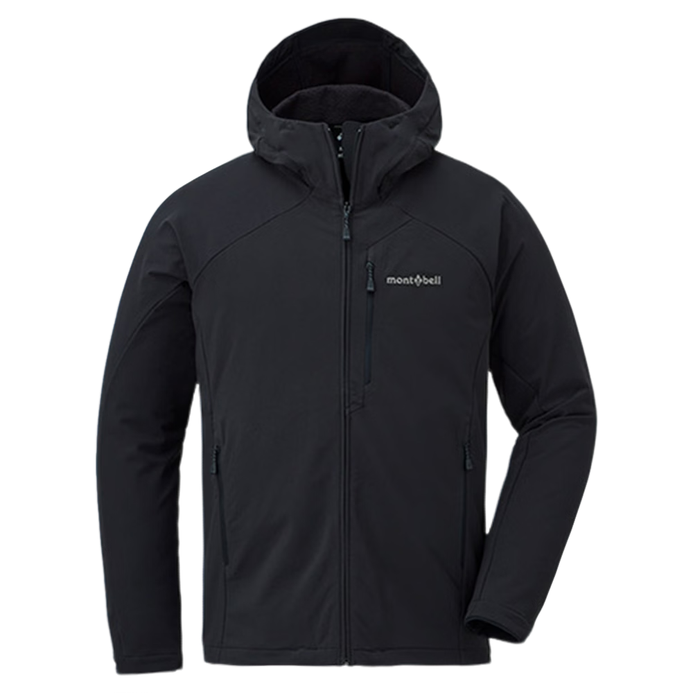Mont-bell Men's Softshell Jacket Spring Autumn Outdoor Windproof Hiking Mountaineering Hooded Functional Coat 1106708