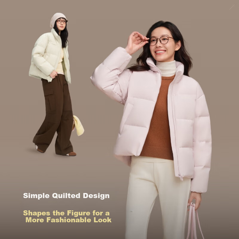 BOSIDENG Women's Off-Season 90% Down Thickened Stand Collar Slim Short Casual Warm Jacket Winter