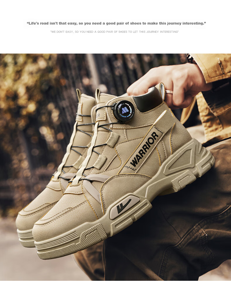 Huili Men's Versatile Martin Boots, New Autumn And Winter 2025 Style, Trendy Retro High-Top Work Boots, Khaki, Size 44 7