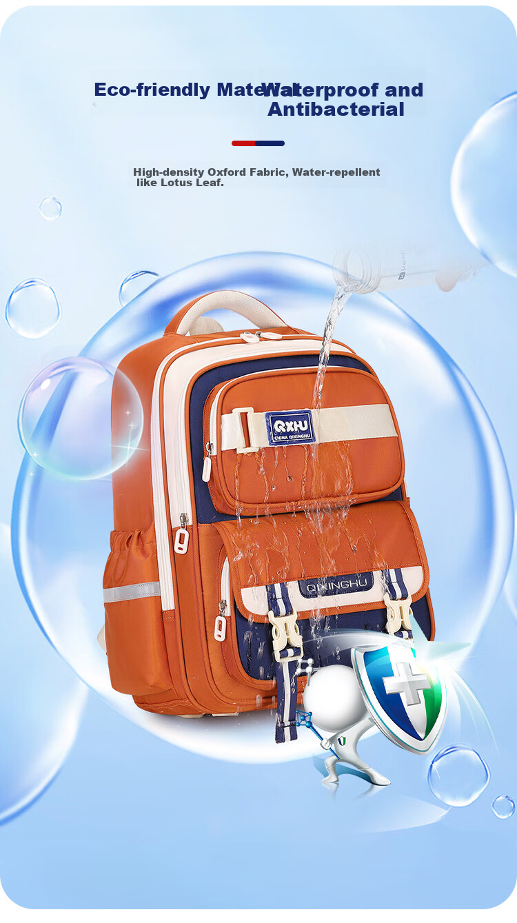 Qixinghu Primary School Backpack for Grades 1-4-6, Ergonomic Spine Protection, High Capacity, Stylish Girls and Boys Schoolbag 19