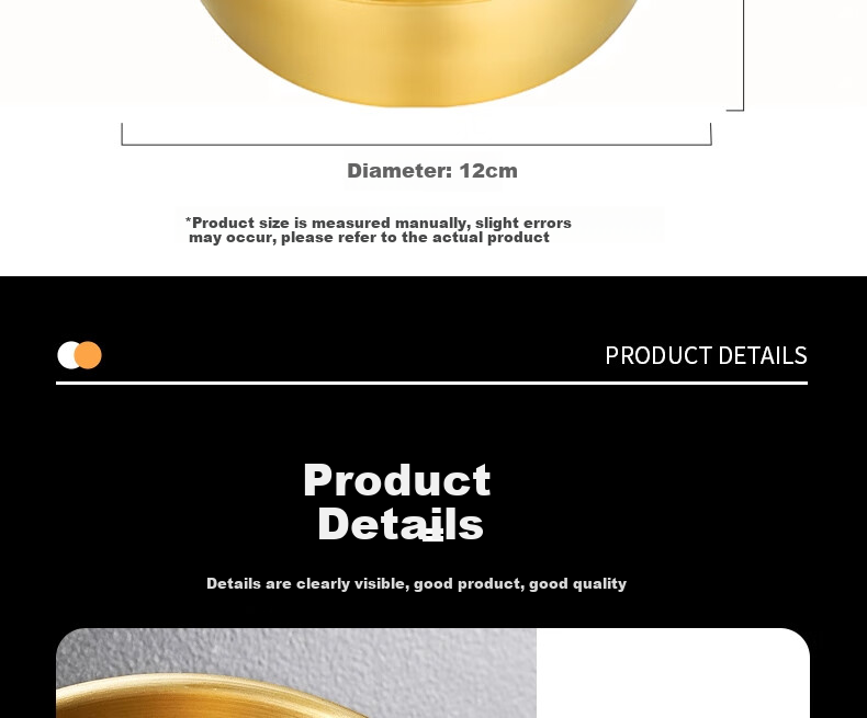 Edo 304 Stainless Steel Bowl Soup Bowl Rice Bowl Cooking Bowl Baby Food Bowl Korean Style Yellow Wine Rice Wine Bowl Gold 12cm 14