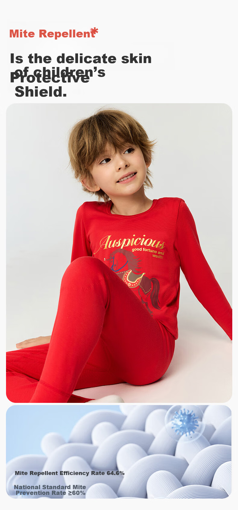 AIMER KIDS Boys Warm Thermal Underwear Set Year of the Horse Red Gift Box 100 8