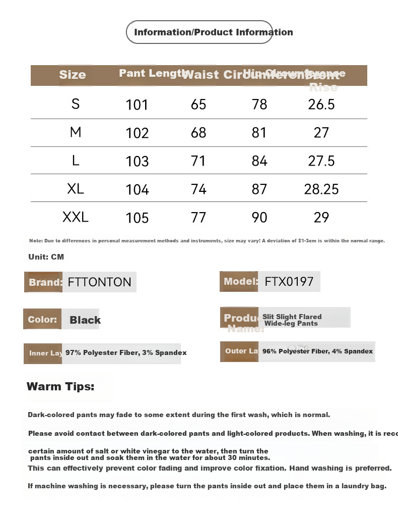 FitonTon Women's Split Flared Pants 2025 Autumn Winter High Waist Slimming Slight Flare Casual Black Horseshoe Pants 4