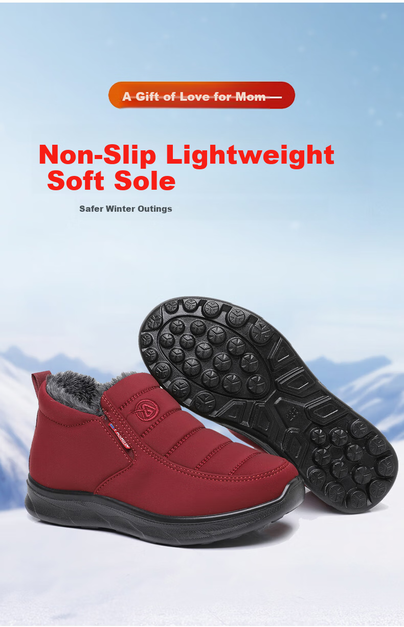 Anglerfish Old Beijing Cloth Shoes Winter Women's Middle-aged and Elderly Mom Fleece Thickened Warm Non-slip Cotton Shoes A8006 Red 36 3