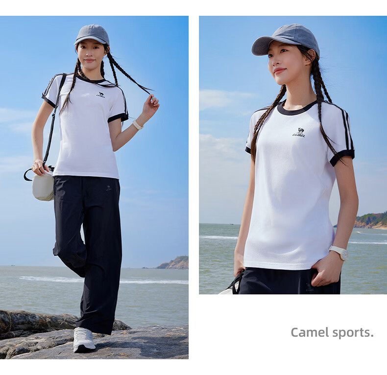 CAMEL Dilireba Same Style Pure Soft Cotton Oversized Unisex Short Sleeve T-Shirt C36BAXLN090A Cherry Pink XL 20
