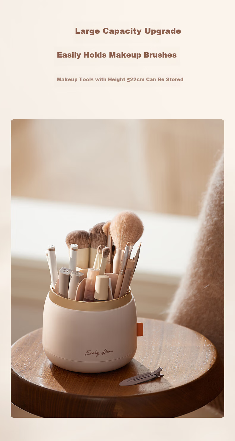 EACHY Makeup Brush Storage Cylinder Dustproof High-Capacity Desktop Cosmetic Organizer Rotatable 5