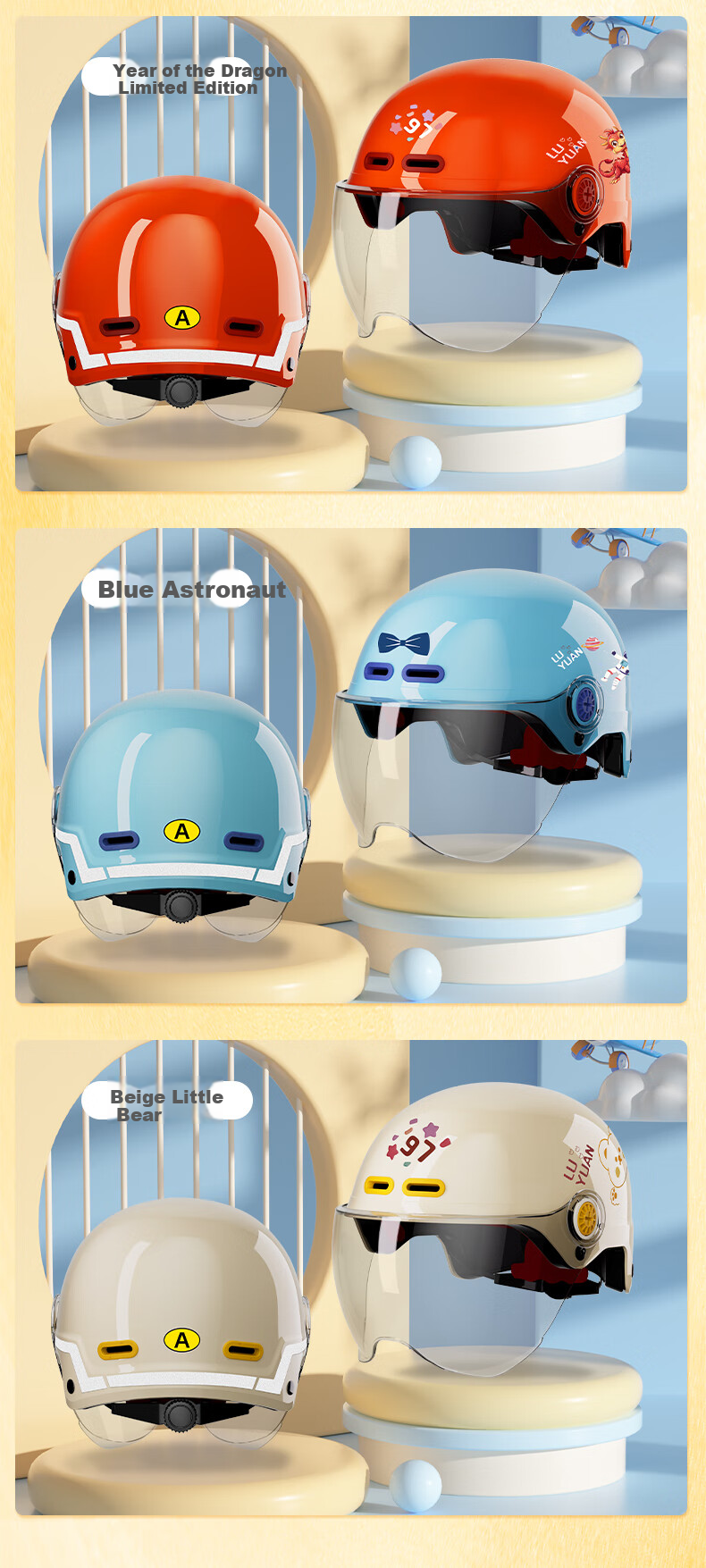 Luyuan Electric Bicycle Children's Helmet, New for 2025, for Ages 3-6, Summer Cute Boys And Girls Safety Helmet, Electric Bike Helmet for Babies 3-12 Years Old, 3C Certified, Daimengmao 12