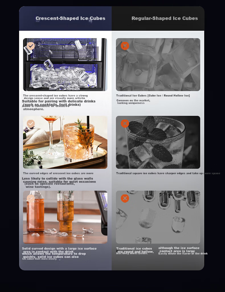 Wellcome Small Ice Maker Crescent Ice Thickened WIFI Fully Automatic Small Ice Maker UV Sterilization Ice Machine 6