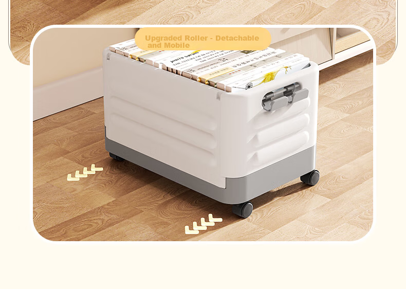 KATEI STORY Japanese Book Storage Box with Wheels, Student Classroom Book and Backpack Trolley Storage Box, Foldable Organizer Box 9