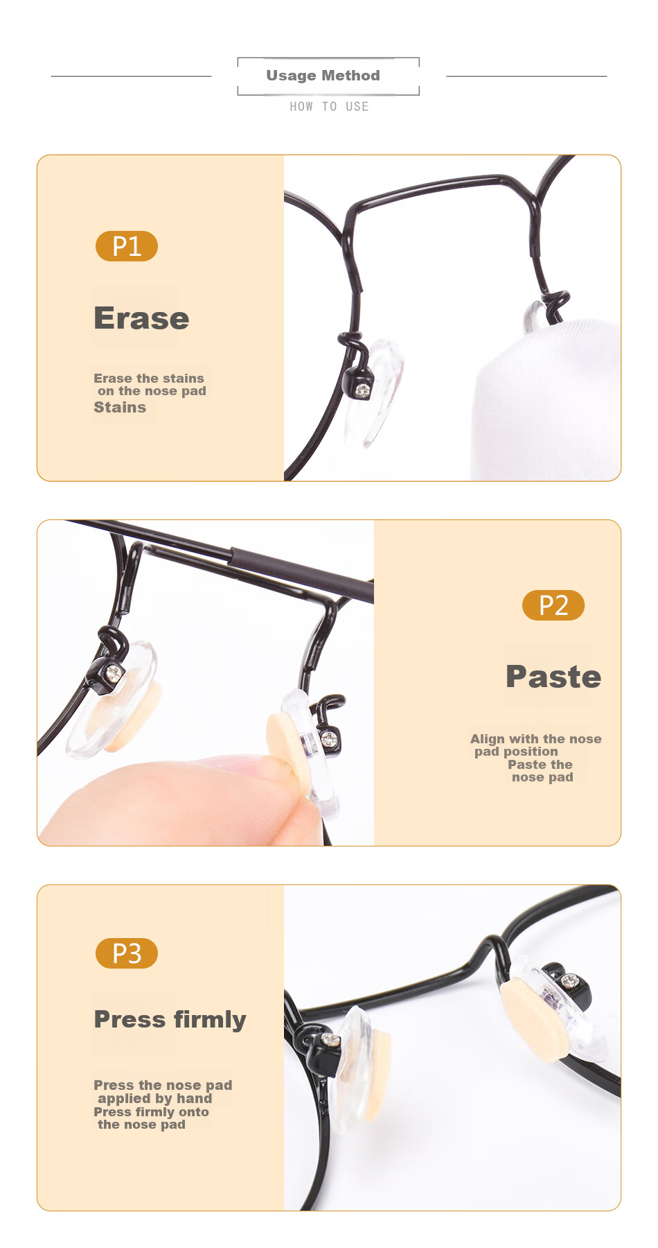 SooGree Sponge Nose Pads for Glasses Anti-Slip Anti-Fall Pressure Relief Heightening Pads Adhesive Fixators 4