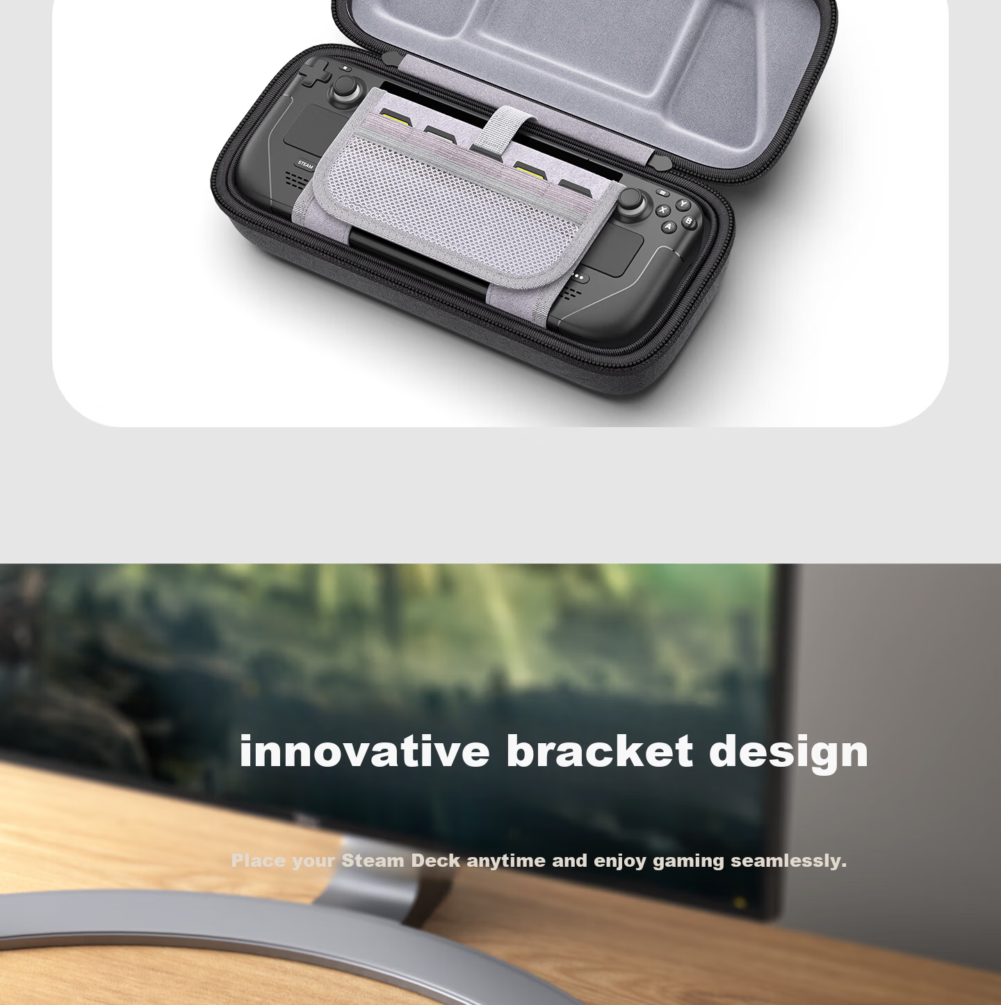 JSAUX Steam Deck OLED Carrying Case ROG Handheld Console Storage Bag Ally Box Accessories Stand Protective Cover Portable Large Capacity Multifunctional 11