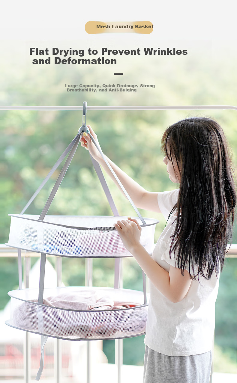 Grace Clothes Drying Net Rack Basket Flat Drying Net Anti-Deformation Sweater Underwear Socks Large Double-Layer 1