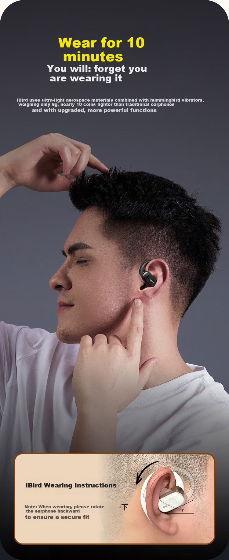 IGene 2026 New 6.0 Bluetooth Bone Conduction Earphones Open-Ear Wireless Sports Running Long Battery Life Compatible with Apple Huawei Xiaomi 3
