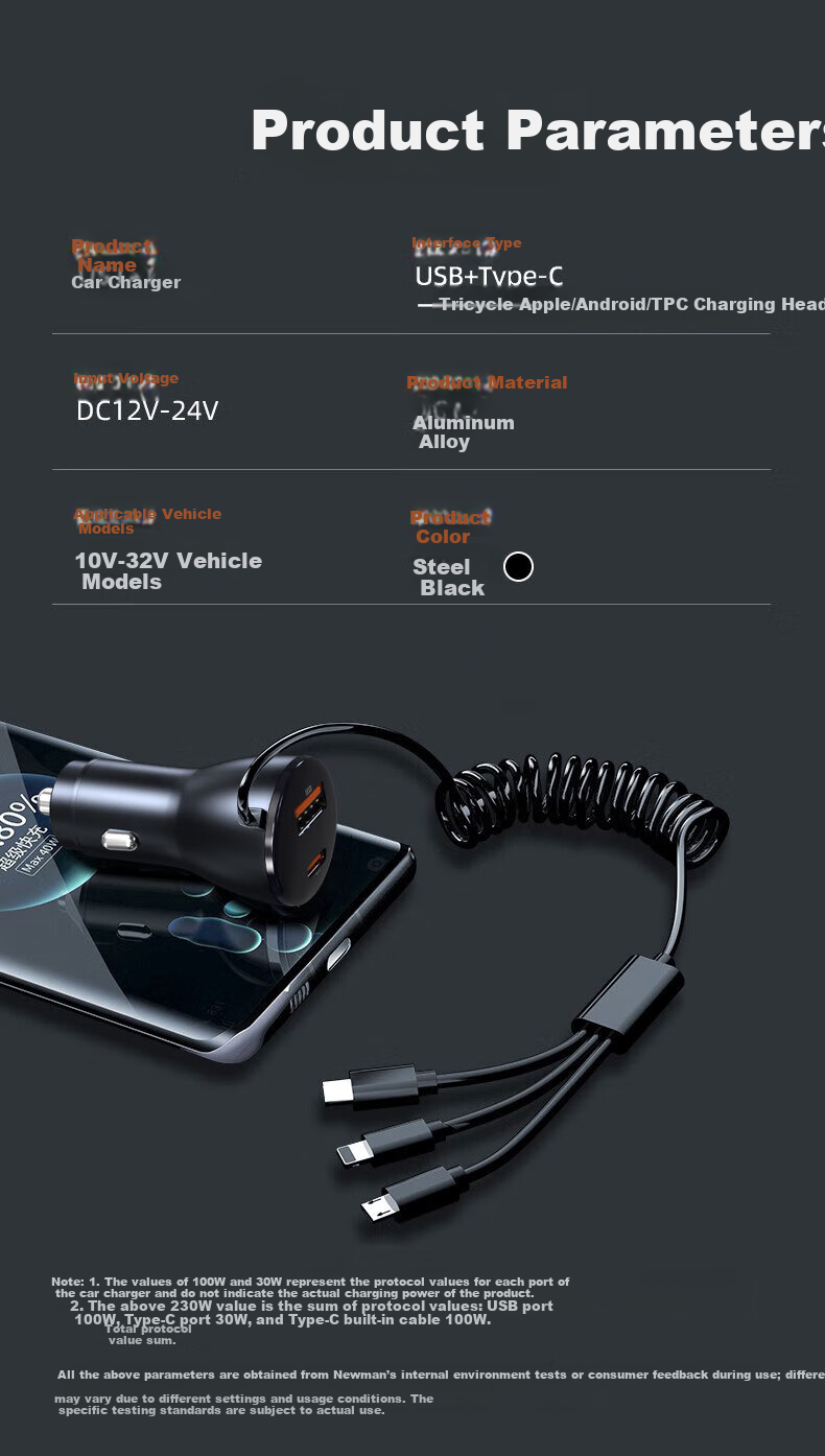Newmine Super Fast Car Charger Bluetooth Cigarette Lighter Adapter with Retractable Cable Dual USB 2026 New Model Compatible with Apple 8-17 Series + Huawei Xiaomi 11