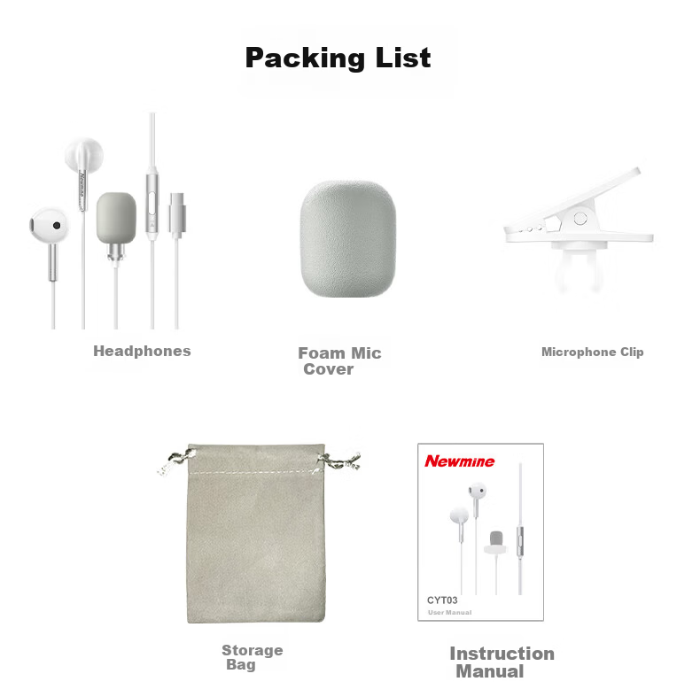 Newmine CYT03 K-Song Dedicated Earphones with Type-C Mic, In-Ear Monitoring, Recording, and Live Streaming Professional Singing Tool 11