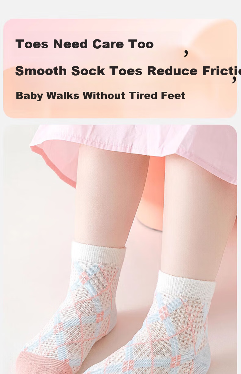 Mianqixiong Children's Socks Summer Thin Pure Cotton Kids Socks Girls Baby Boys Summer Socks Girls Spring Summer Mesh Short Socks 13
