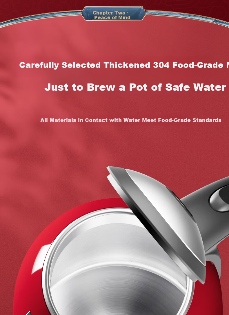 Grelide Electric Kettle, Constant Temperature, Wedding Home Use Water Boiler, 316 Stainless Steel Electric Kettle, Insulated Large Capacity 1.7L Boiling Water Pot, Double-Layer Anti-Scalding And Dry-Burning Prevention D1710K Red Wedding Celebratio 4