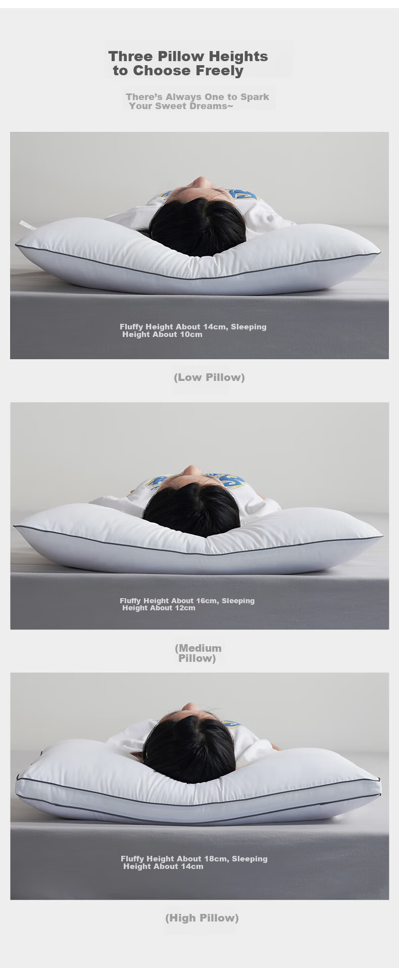 Luolai Home Textiles Hotel Antibacterial Mite-Resistant Soft Pillow Low Pillow Pair White 46*72cm 5