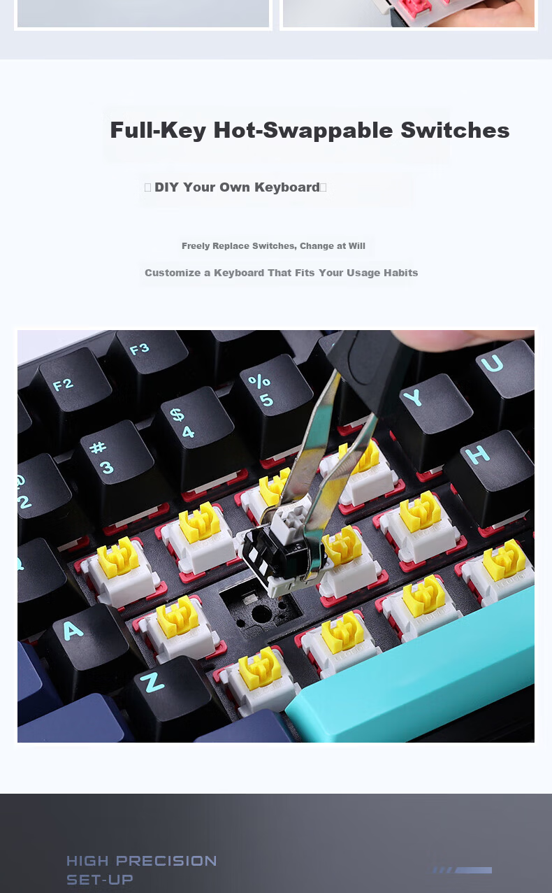 AULA F87Pro Wireless Customizable Mechanical Keyboard Bluetooth Wired Tri-mode 87 Keys Hot-swappable Gasket Structure Gaming Keyboard Black Mist Forged Carbon Liuli Switch 6