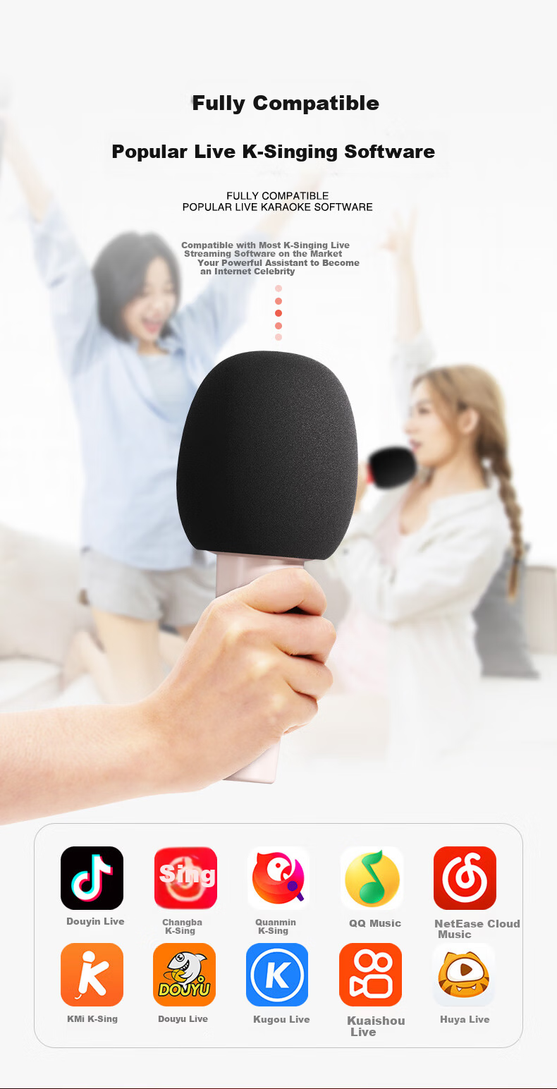 Aigo K2 China Red Wireless Microphone Home KTV Voice Changer Karaoke Speaker TV Douyin Live Noise-Cancelling Bluetooth Singing Handheld Microphone All-in-One Entertainment System 10