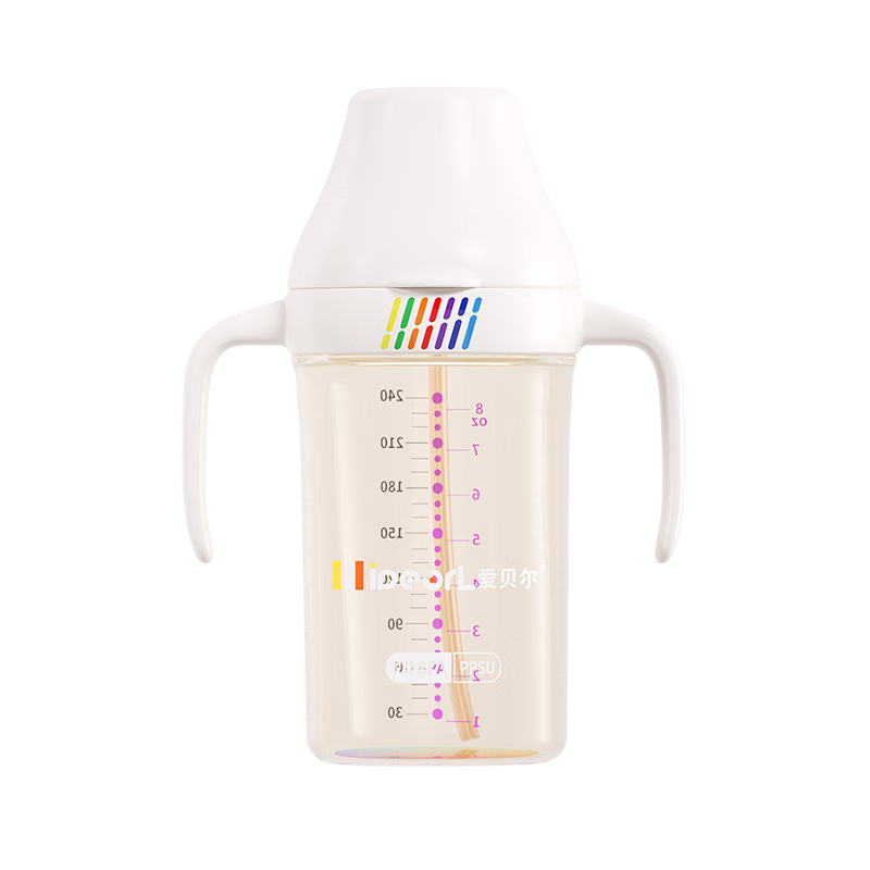 Aibeier PPSU Flip-Top Baby Bottle Rainbow Sippy Duckbill Cup 3-in-1 Infant Water Cup Direct Drinking Straw Cup