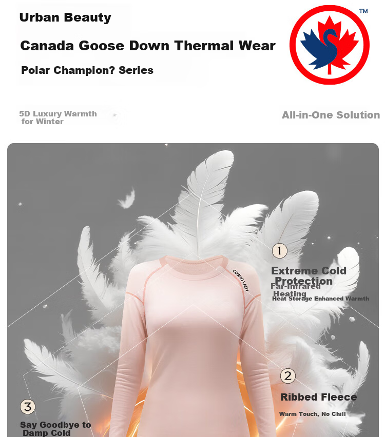 Urban Beauty Nazha Style Goose Down Silk Thermal Fleece Lined Thickened Women's Autumn Thermal Underwear Set 2XL 9