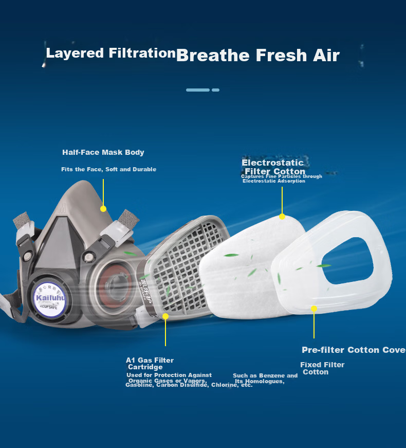 Kailehu Gas Mask Respirator Paint Spray Dustproof Industrial Chemical Pesticide Organic Vapor Protective Face Mask 3