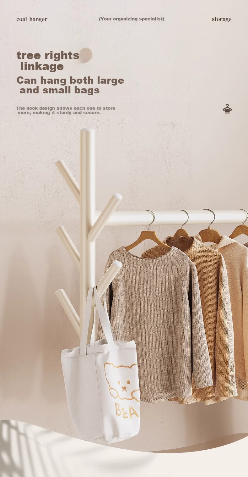 Quanpinwu Floor-Standing Clothes Rack, Bedroom Home Indoor Movable Drying Rack, Storage Hanger, Coat And Hat Stand, Single 150cm 6