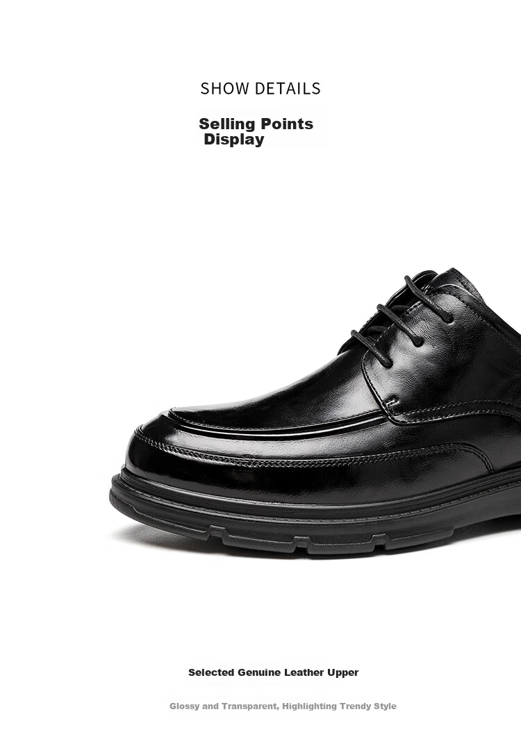 Aokang Men's Black Leather Lace-Up Oxford Business Dress Shoes UK Style Size 39 21