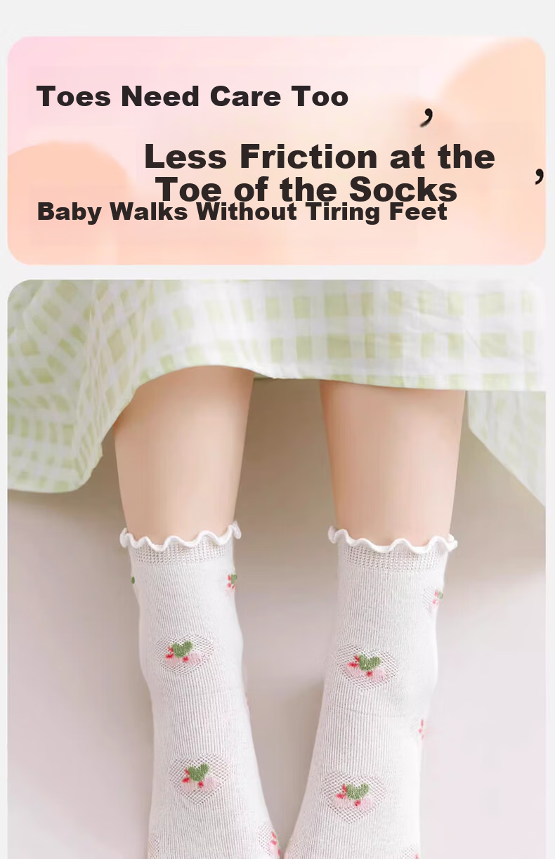 Mianmanman Children's Socks, Xinjiang Cotton, Antibacterial And Anti-Mite, Girls' Sweet Lace Mid-Calf Socks, for Toddlers And Older Children, Cotton Socks for Autumn Seaso 5