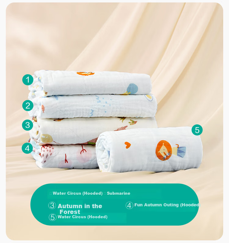 PurCotton Children's Bath Towel Pure Cotton Breathable Gauze Newborn Baby Bath Large Towel Panda Pattern 115cm 15