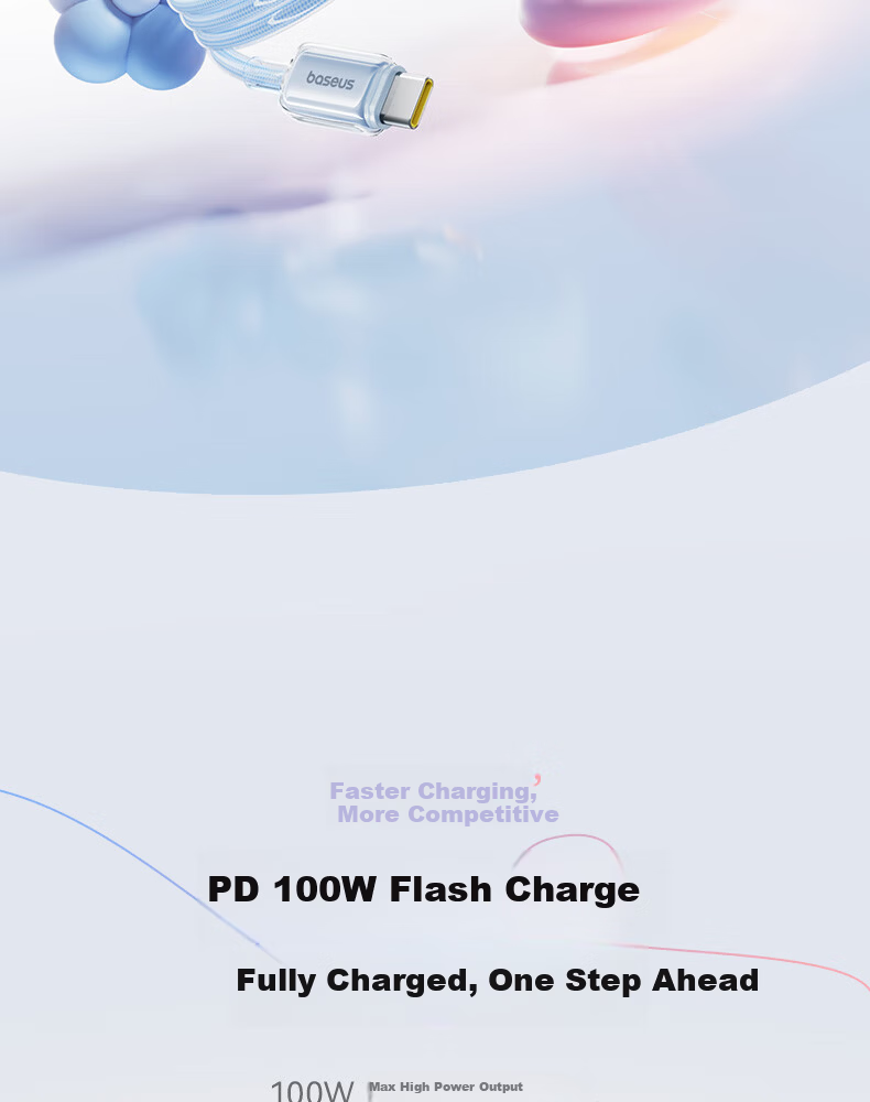 Baseus Magnetic Dual-Head Type-C PD 100W Fast Charging Cable for Huawei Honor Xiaomi Apple iPad Laptop Phone 1m Pink 10