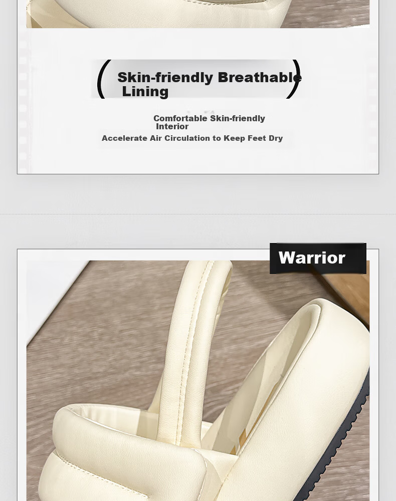 Warrior Official Women's Summer Sandals 2026 New Soft Sole Lightweight Beach Shoes Beige Size 38 8