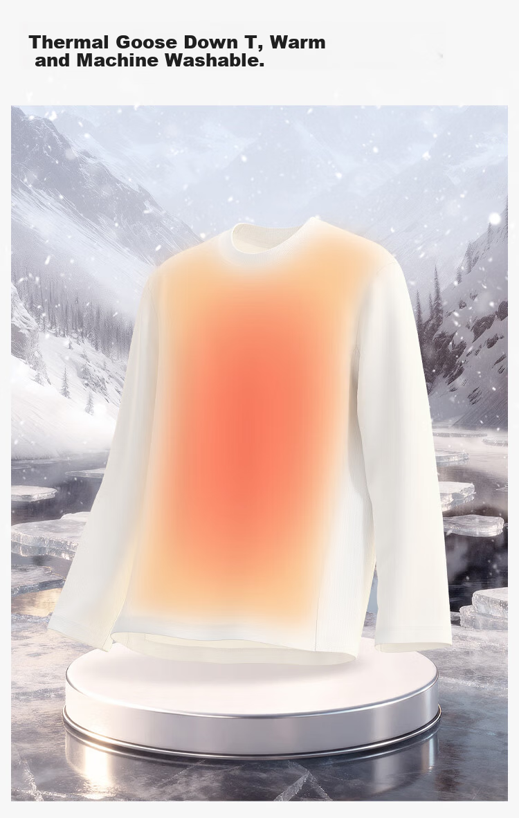 Thumb White Small T [Machine Washable Water-Repellent Goose Down T] Autumn Winter Men's and Women's Down Warm T-Shirt Base Layer Men's Bright White L 4