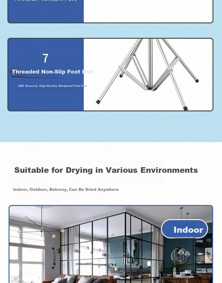 Baoyouni Multifunctional Floor-Standing Clothes Drying Rack for Balcony, Simple Indoor Clothes Hanger for Dormitory and Bedroom 17