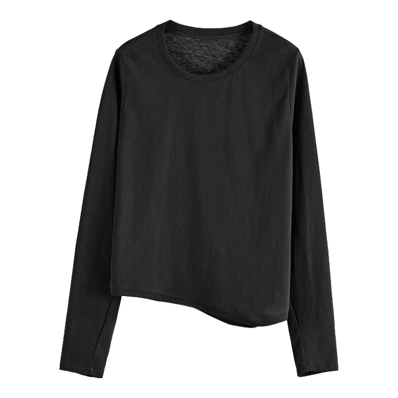 Rizhuo Rizhuoqu Snow Monster Long Sleeve T-Shirt 2026 New Spring Design Loose Slim Fit Solid Color Versatile Shoulder Top
